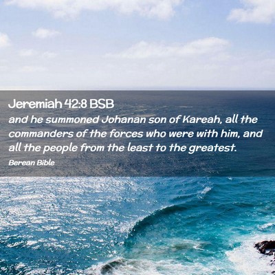 Picture 02 - Jeremiah 42:8 BSB - and he summoned Johanan son of Kareah, all the - Bible Verse Picture