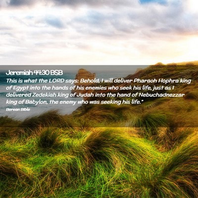 Picture 02 - Jeremiah 44:30 BSB - This is what the LORD says: Behold, I will - Bible Verse Picture