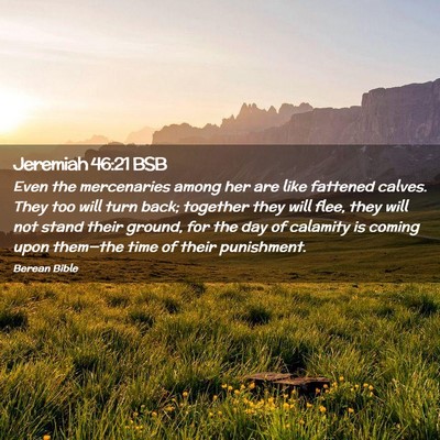 Picture 02 - Jeremiah 46:21 BSB - Even the mercenaries among her are like fattened - Bible Verse Picture