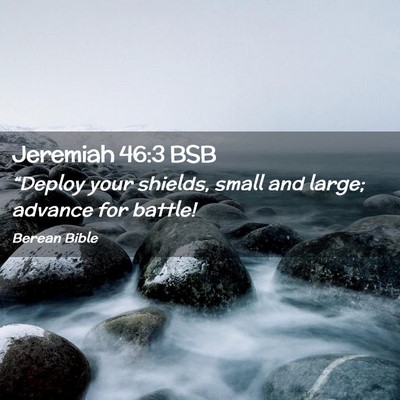 Picture 02 - Jeremiah 46:3 BSB - “Deploy your shields, small and large; advance - Bible Verse Picture