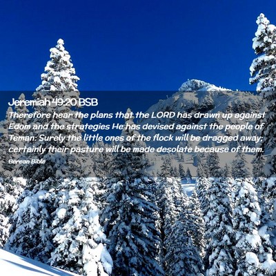 Picture 02 - Jeremiah 49:20 BSB - Therefore hear the plans that the LORD has drawn - Bible Verse Picture