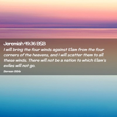 Picture 02 - Jeremiah 49:36 BSB - I will bring the four winds against Elam from the - Bible Verse Picture
