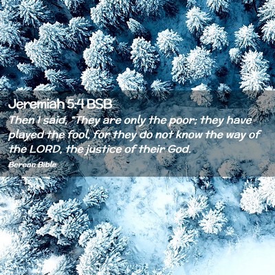 Picture 02 - Jeremiah 5:4 BSB - Then I said, “They are only the poor; they have - Bible Verse Picture