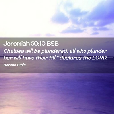 Picture 02 - Jeremiah 50:10 BSB - Chaldea will be plundered; all who plunder her - Bible Verse Picture