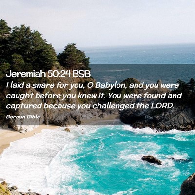 Picture 02 - Jeremiah 50:24 BSB - I laid a snare for you, O Babylon, and you were - Bible Verse Picture