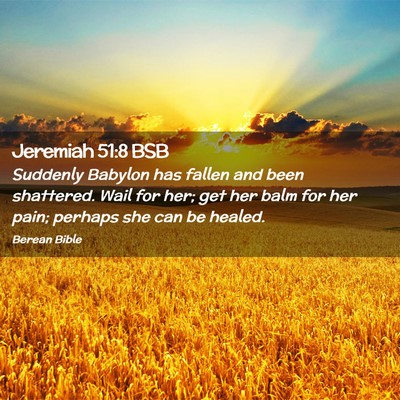 Picture 02 - Jeremiah 51:8 BSB - Suddenly Babylon has fallen and been shattered. - Bible Verse Picture
