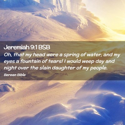 Picture 02 - Jeremiah 9:1 BSB - Oh, that my head were a spring of water, and my - Bible Verse Picture