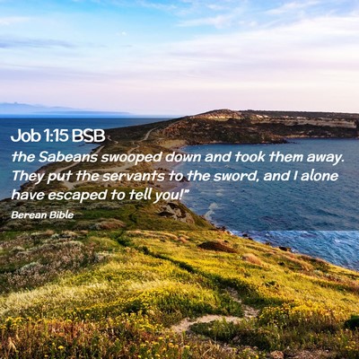 Picture 02 - Job 1:15 BSB - the Sabeans swooped down and took them away. They - Bible Verse Picture