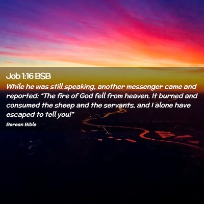 Picture 02 - Job 1:16 BSB - While he was still speaking, another messenger - Bible Verse Picture
