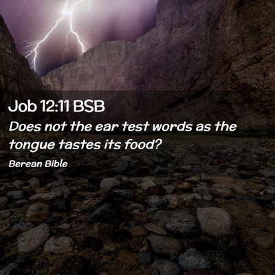 Picture 02 - Job 12:11 BSB - Does not the ear test words as the tongue tastes - Bible Verse Picture