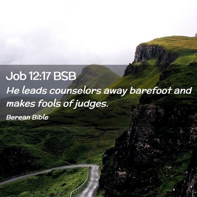 Picture 02 - Job 12:17 BSB - He leads counselors away barefoot and makes fools - Bible Verse Picture