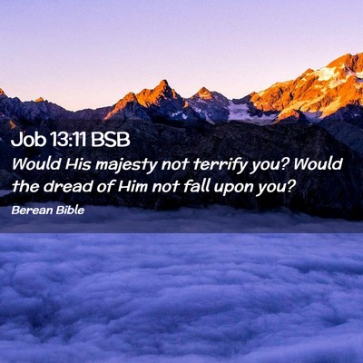 Picture 02 - Job 13:11 BSB - Would His majesty not terrify you? Would the - Bible Verse Picture