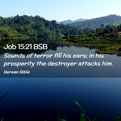Picture 02 - Job 15:21 BSB - Sounds of terror fill his ears; in his prosperity - Bible Verse Picture
