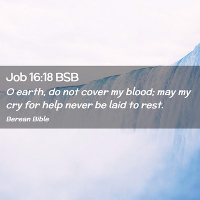 Picture 02 - Job 16:18 BSB - O earth, do not cover my blood; may my cry for - Bible Verse Picture