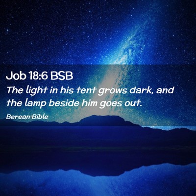 Picture 02 - Job 18:6 BSB - The light in his tent grows dark, and the lamp - Bible Verse Picture