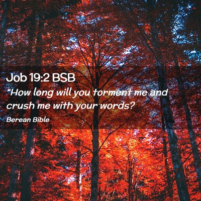 Picture 02 - Job 19:2 BSB - “How long will you torment me and crush me with - Bible Verse Picture