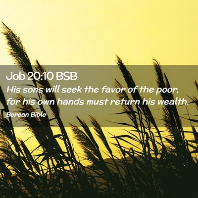 Picture 02 - Job 20:10 BSB - His sons will seek the favor of the poor, for his - Bible Verse Picture
