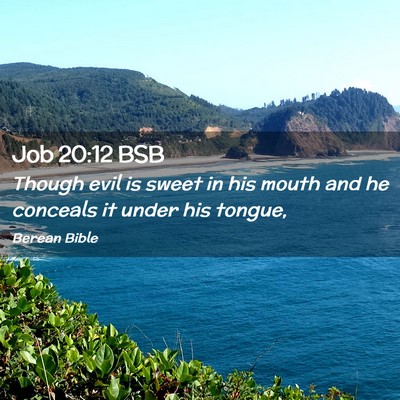 Picture 02 - Job 20:12 BSB - Though evil is sweet in his mouth and he conceals - Bible Verse Picture