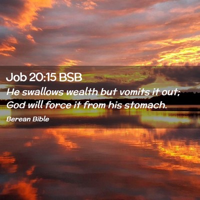 Picture 02 - Job 20:15 BSB - He swallows wealth but vomits it out; God will - Bible Verse Picture