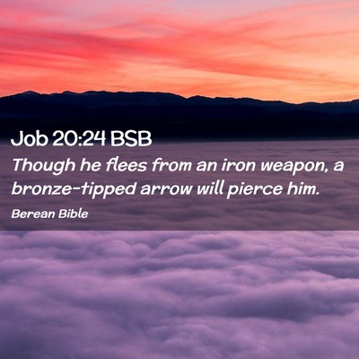Picture 02 - Job 20:24 BSB - Though he flees from an iron weapon, a - Bible Verse Picture