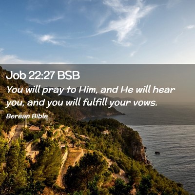 Picture 02 - Job 22:27 BSB - You will pray to Him, and He will hear you, and - Bible Verse Picture