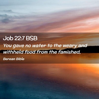 Picture 02 - Job 22:7 BSB - You gave no water to the weary and withheld food - Bible Verse Picture