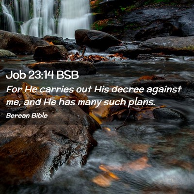 Picture 02 - Job 23:14 BSB - For He carries out His decree against me, and He - Bible Verse Picture