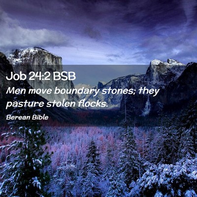 Picture 02 - Job 24:2 BSB - Men move boundary stones; they pasture stolen - Bible Verse Picture