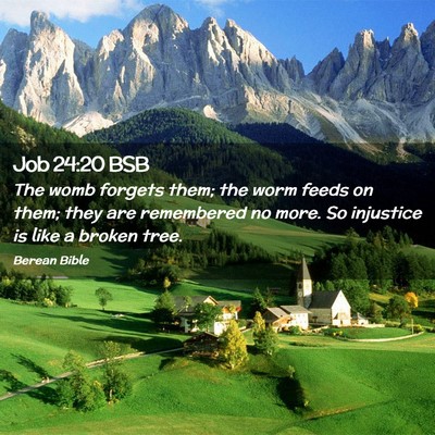 Picture 02 - Job 24:20 BSB - The womb forgets them; the worm feeds on them; - Bible Verse Picture