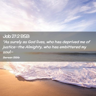 Picture 02 - Job 27:2 BSB - “As surely as God lives, who has deprived me of - Bible Verse Picture