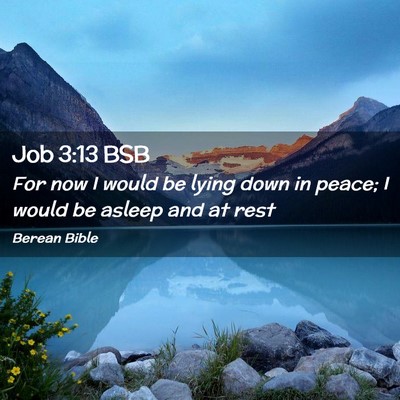 Picture 02 - Job 3:13 BSB - For now I would be lying down in peace; I would - Bible Verse Picture