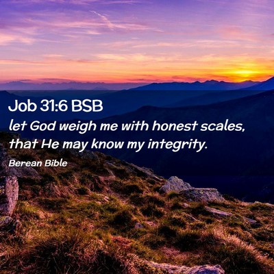 Picture 02 - Job 31:6 BSB - let God weigh me with honest scales, that He may - Bible Verse Picture