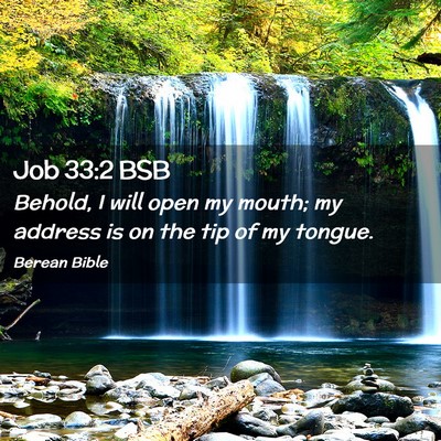 Picture 02 - Job 33:2 BSB - Behold, I will open my mouth; my address is on - Bible Verse Picture