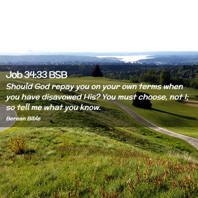 Picture 02 - Job 34:33 BSB - Should God repay you on your own terms when you - Bible Verse Picture