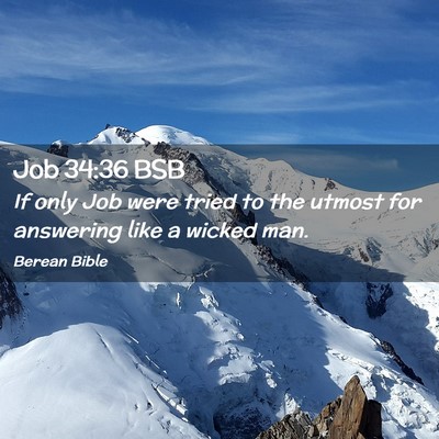 Picture 02 - Job 34:36 BSB - If only Job were tried to the utmost for - Bible Verse Picture