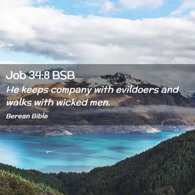 Picture 02 - Job 34:8 BSB - He keeps company with evildoers and walks with - Bible Verse Picture