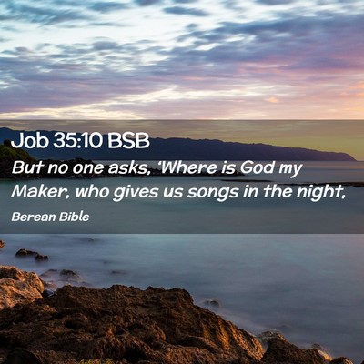 Picture 02 - Job 35:10 BSB - But no one asks, ‘Where is God my Maker, who - Bible Verse Picture