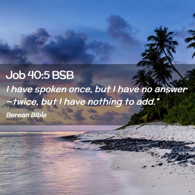 Picture 02 - Job 40:5 BSB - I have spoken once, but I have no answer—twice, - Bible Verse Picture