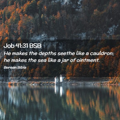 Picture 02 - Job 41:31 BSB - He makes the depths seethe like a cauldron; he - Bible Verse Picture