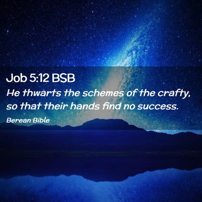Picture 02 - Job 5:12 BSB - He thwarts the schemes of the crafty, so that - Bible Verse Picture