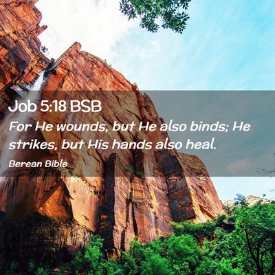 Picture 02 - Job 5:18 BSB - For He wounds, but He also binds; He strikes, but - Bible Verse Picture