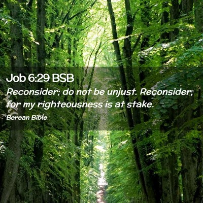 Picture 02 - Job 6:29 BSB - Reconsider; do not be unjust. Reconsider, for my - Bible Verse Picture