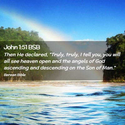 Picture 02 - John 1:51 BSB - Then He declared, “Truly, truly, I tell you, - Bible Verse Picture