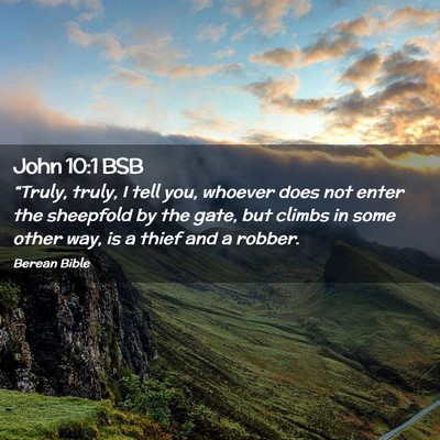 Picture 02 - John 10:1 BSB - “Truly, truly, I tell you, whoever does not - Bible Verse Picture