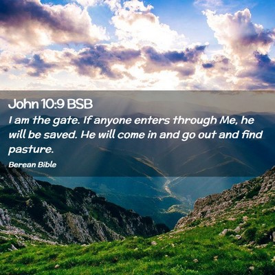Picture 02 - John 10:9 BSB - I am the gate. If anyone enters through Me, he - Bible Verse Picture