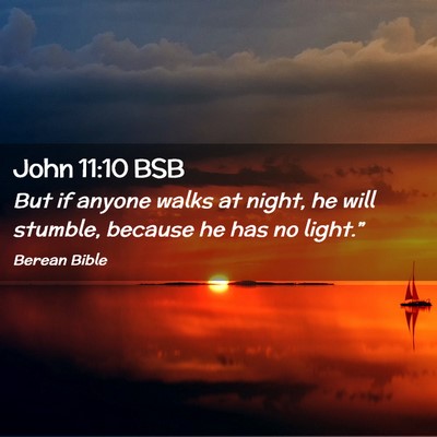 Picture 02 - John 11:10 BSB - But if anyone walks at night, he will stumble, - Bible Verse Picture