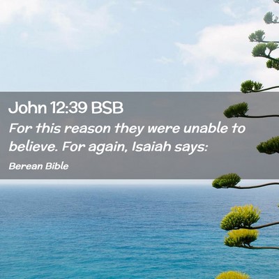 Picture 02 - John 12:39 BSB - For this reason they were unable to believe. For - Bible Verse Picture