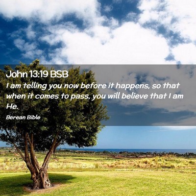 Picture 02 - John 13:19 BSB - I am telling you now before it happens, so that - Bible Verse Picture