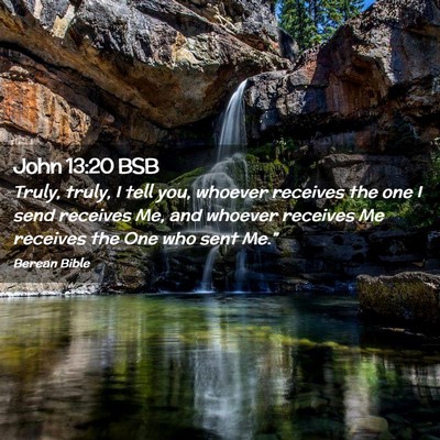 Picture 02 - John 13:20 BSB - Truly, truly, I tell you, whoever receives the - Bible Verse Picture