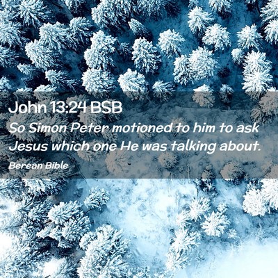 Picture 02 - John 13:24 BSB - So Simon Peter motioned to him to ask Jesus which - Bible Verse Picture